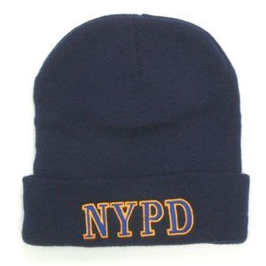 NYPD Embroidered Logo Beanie Hat Blue New York Police NWOT - 787